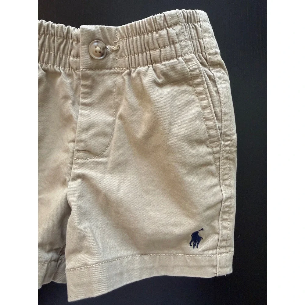 Ralph Lauren Baby Khaki Short Size 3 Months Tan Cotton Stretch Infant Resortwear